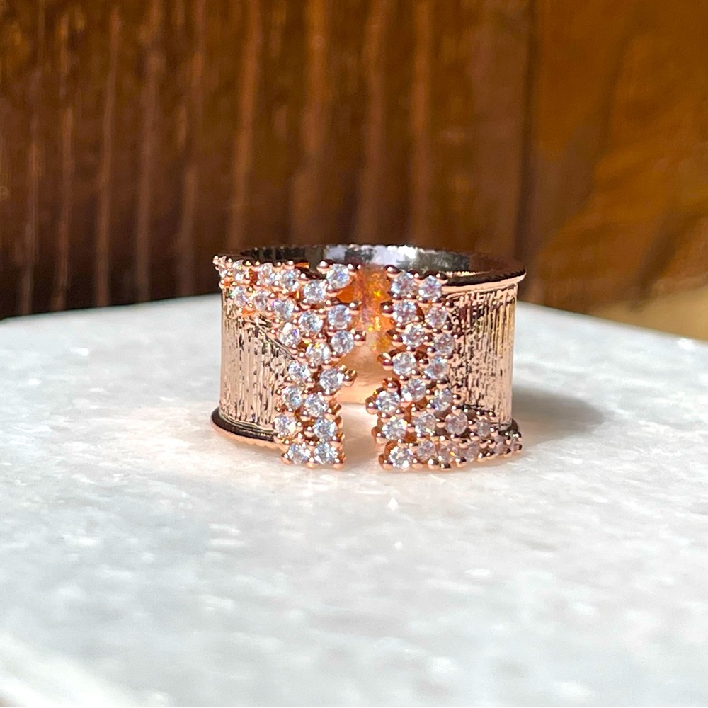 14k Rose Gold Plated Cubic Zirconia Ring Size 7 Jewelry